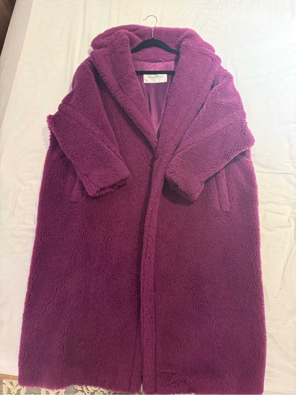 MaxMara Plush Teddy Coat in Raspberry